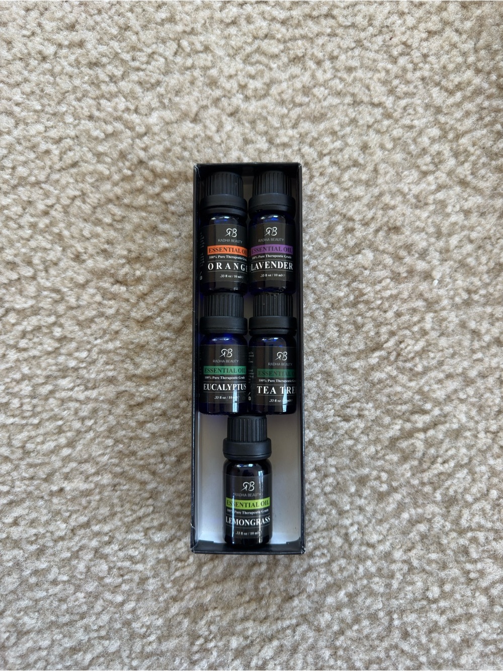 Assorted Essential Oil Gift Set — Black Bottles with Color Labels